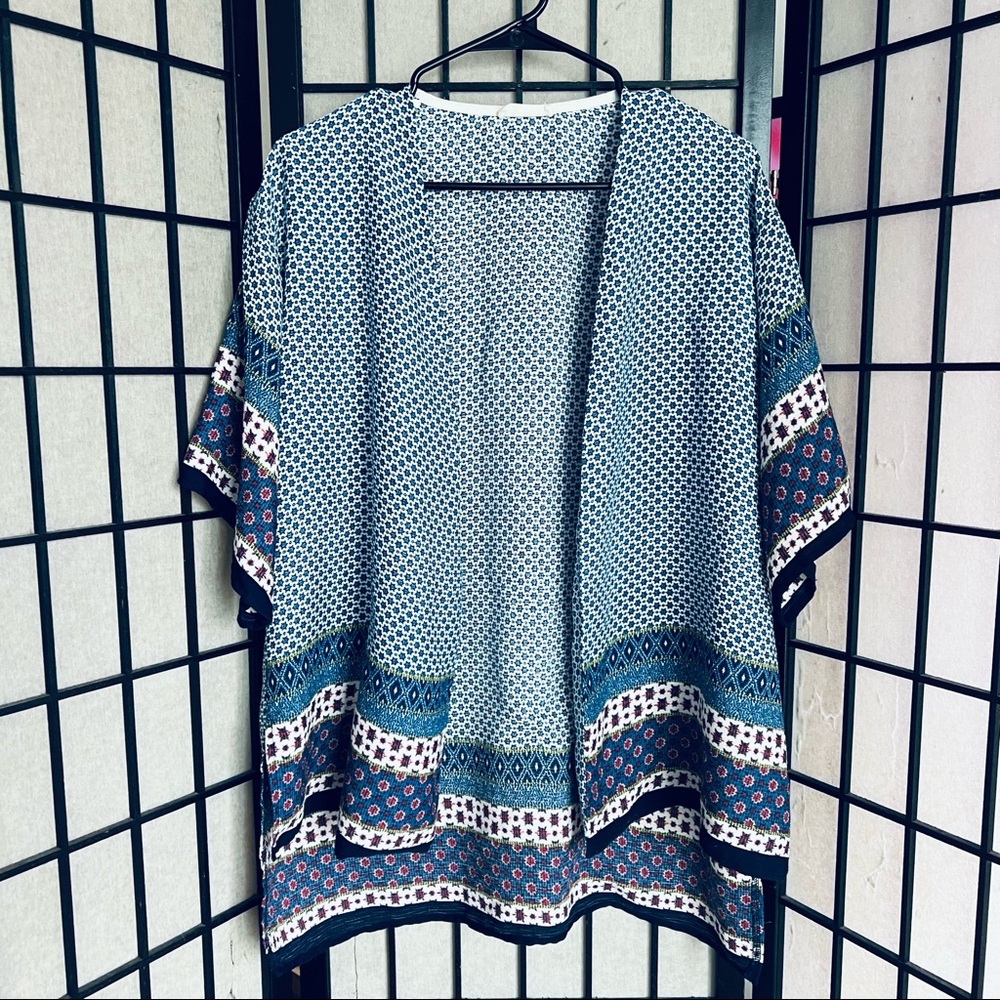 Crescent multi color short sleeve open cardigan S